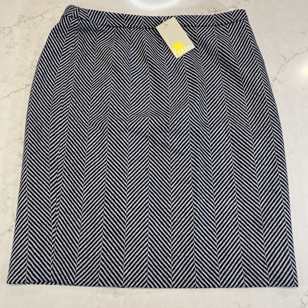 Boden NEW Herringbone Pencil Skirt US 12‎ Career Office Wool Blend Knee Length